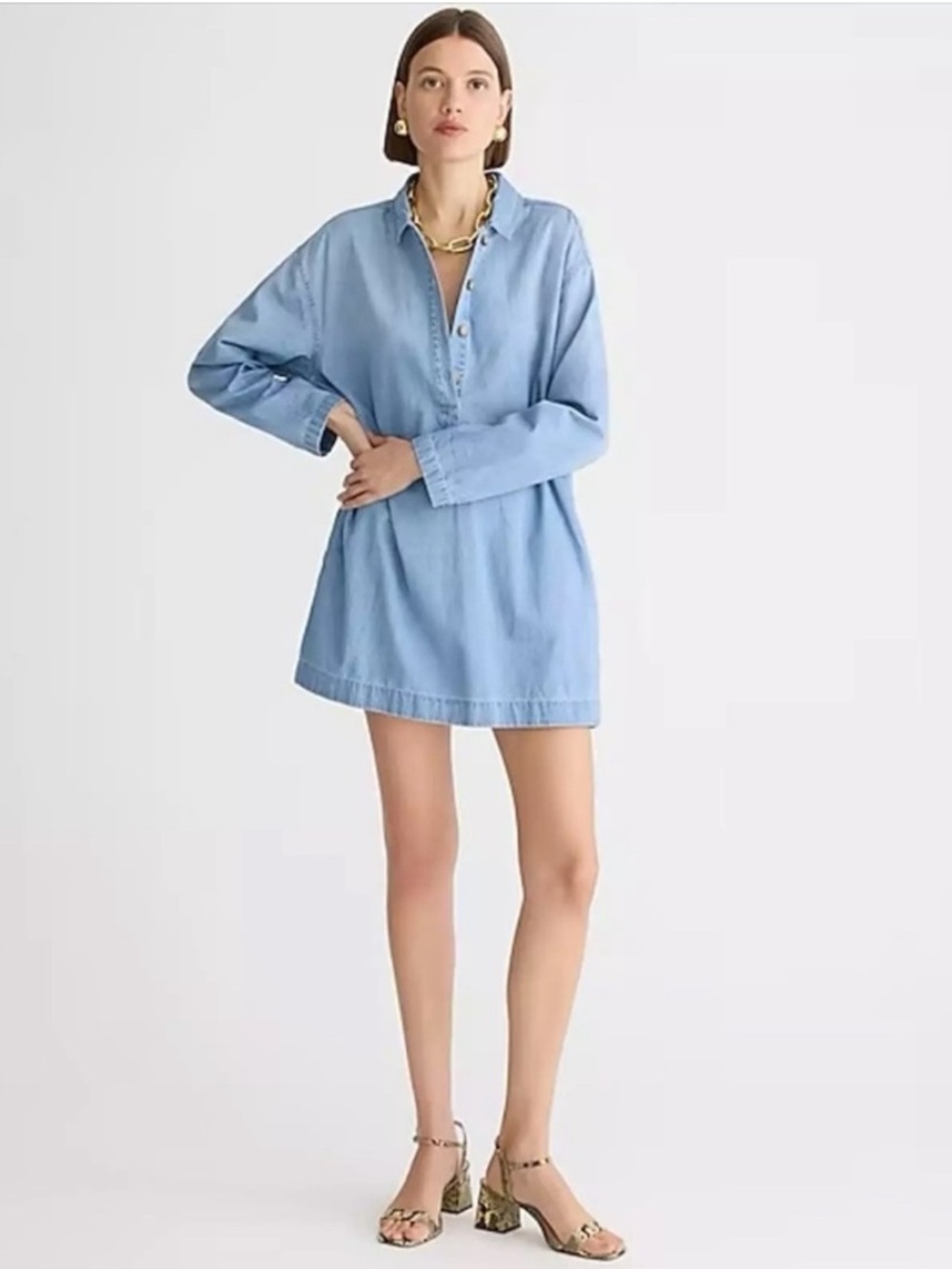 J. Crew Chambray Popover Dress